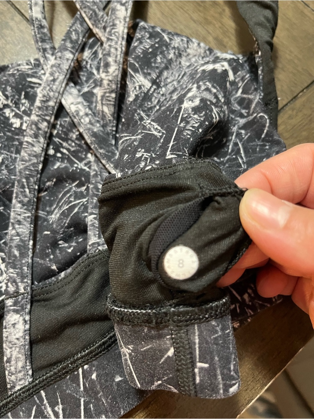 Lululemon Black Marble Print Strappy Sports Bra - Picture 5 of 5